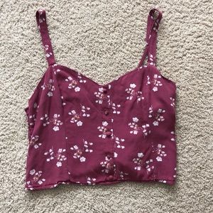 dark pink floral A&F crop top
